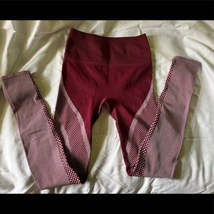 Maroon and Pink Fabletics Leggings